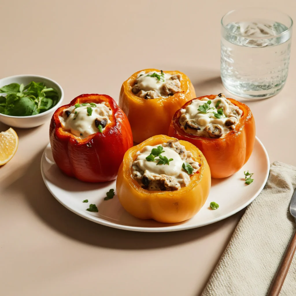 Фаршированные перцы с сыром и грибами