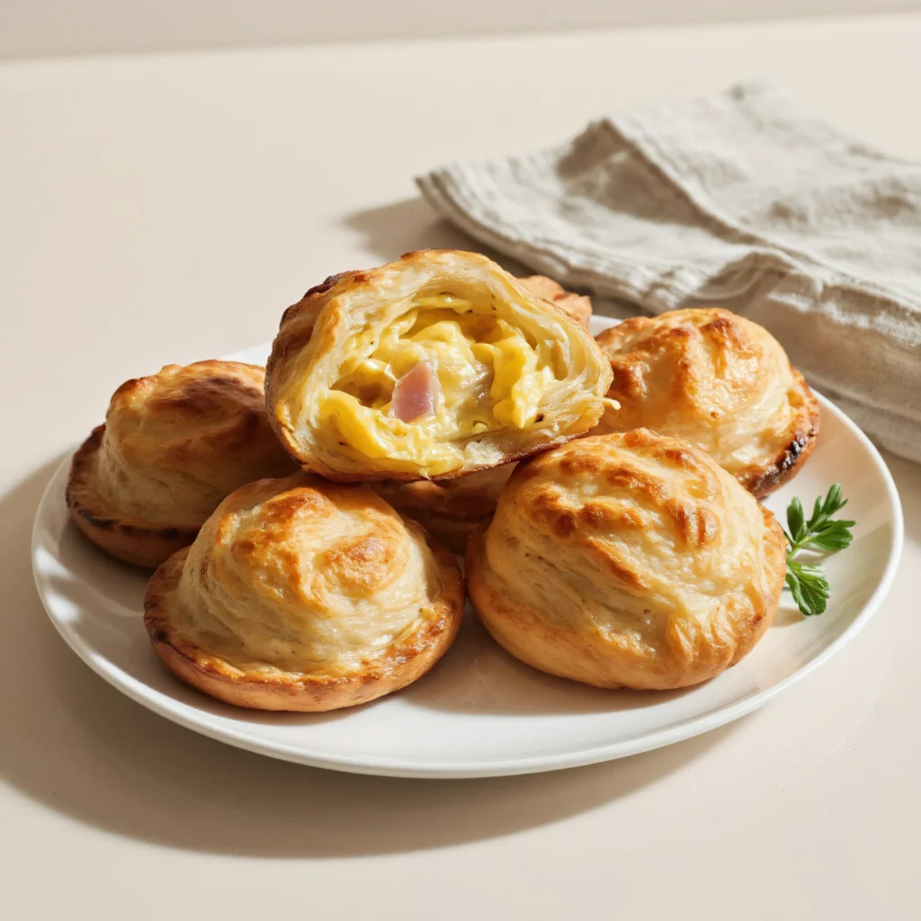 Слойки с ветчиной и яйцом